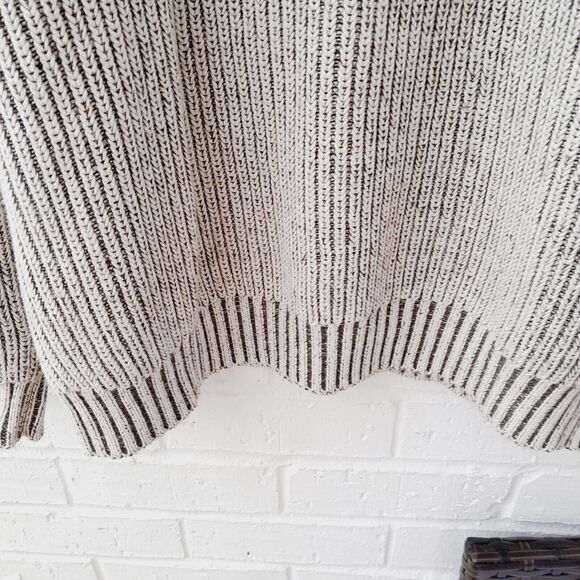 BASS Beige Brown 1/4 Zip Mock Neck Sweater Cotton Blend Contemporary Sz: L - Picture 4 of 8